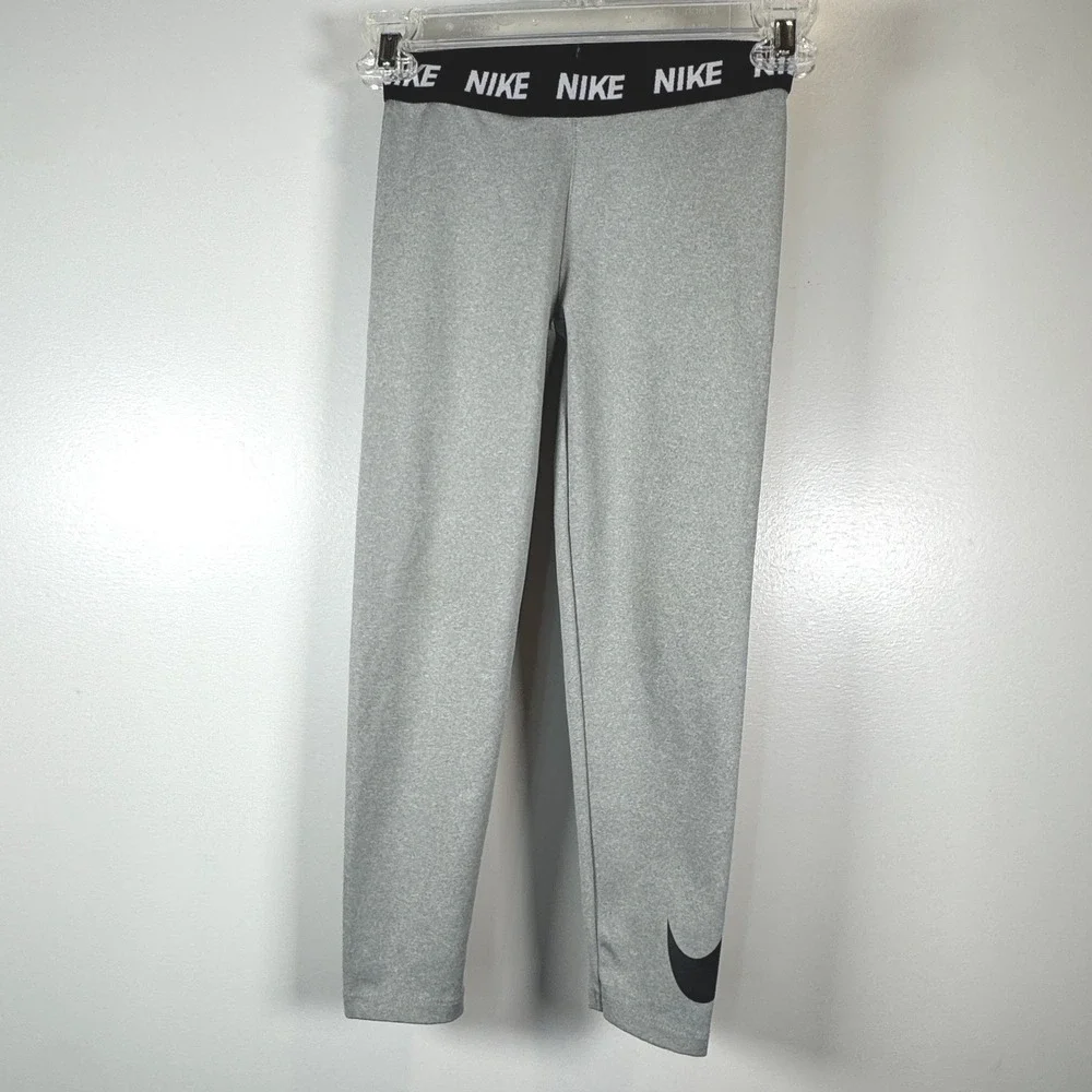 Nike Girls 6X Gray Heathered Dri-FIT One‎ Leggings Athletic Training Tight